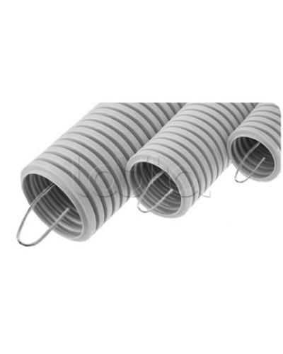 NR063 Усиленная двустен. труба ПНД гибкая, тип 750, SN29, с зондом, D63мм (50м) цвет красный Экопласт (821063) в Пятигорске Труба гофрированная Pintop.ru