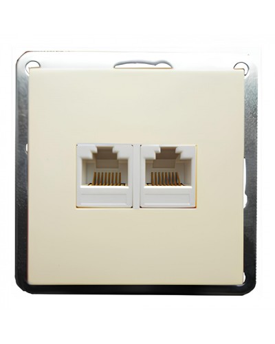 Розетка телефонная двойная 2хRJ-11 с накладкой (бежевый) LK60 (865601) в Пятигорске Розетки компьютерные и телефонные Pintop.ru