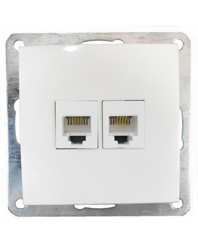 Розетка телефонная двойная 2хRJ-11 с накладкой (белый) LK60 (865604) в Пятигорске Розетки компьютерные и телефонные Pintop.ru