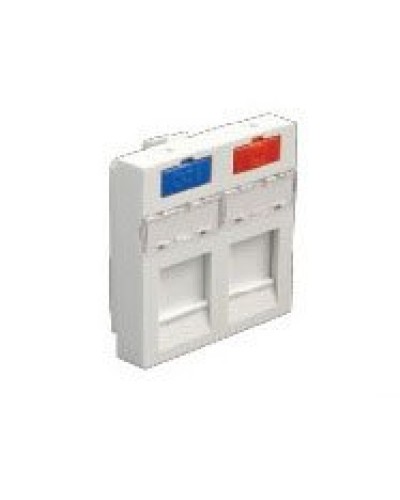 Лицевая панель (накладка) информационной розетки, 45х45 мм, 2 входа Экопласт (87002) в Пятигорске Розетки компьютерные и телефонные Pintop.ru