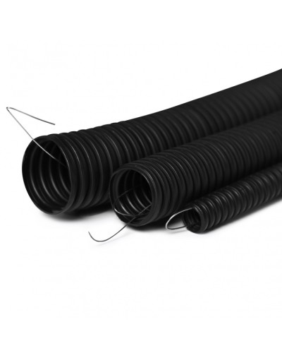 Труба гофрированная с зондом 50 мм.из ПНД, трудногорючая, безгалогенная FRHFгибкая со стальной протяжкой (черный) ПожТехКабель 713-006 (15 м) в Пятигорске Труба гофрированная Pintop.ru