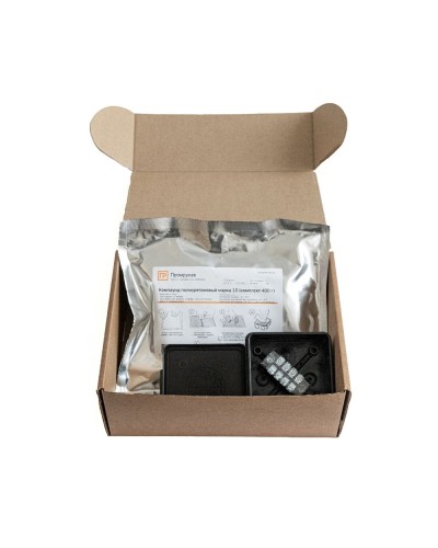 Коробка распред. двухкомп. (HF) 80х80х40 черная Промрукав (PR80.0175) в Пятигорске Распределительные коробки Pintop.ru