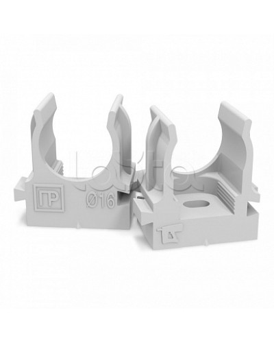 Крепеж-клипса для труб атмосферостойкая для монтажного пистолета серая в п/э d16 мм (100шт/1100шт уп/кор) Промрукав (PR13.0401) в Пятигорске Держатели, клипсы, скобы Pintop.ru