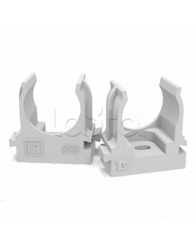Крепеж-клипса для труб атмосферостойкая для монтажного пистолета серая в п/э d20 мм (100шт/900шт уп/кор) Промрукав (PR13.0402) в Пятигорске Держатели, клипсы, скобы Pintop.ru