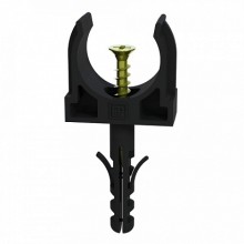 Крепеж-клипса с дюбелем и саморезом черная д25 (100шт/900шт уп/кор) Промрукав (PR13.0221)