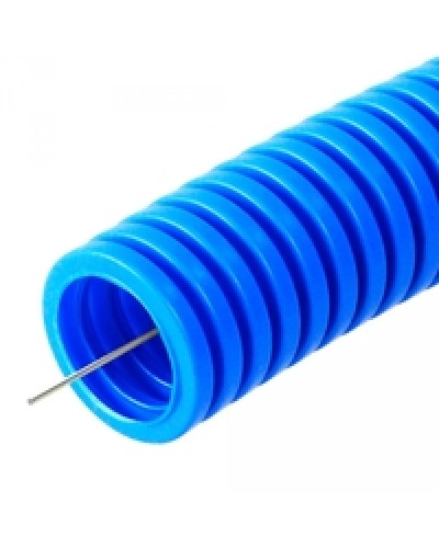 Труба гофрированная ПП тяжёлая 750 Н не распространяющая горение с/з синяя д25 (50м/2600м/ уп/пал) Промрукав PR02.0081 в Пятигорске Труба гофрированная Pintop.ru