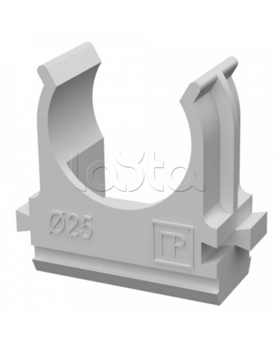 Крепёж-клипса для труб д25 безгалогенная (HF) атмосферостойкая серая (100шт/1000шт уп/кор) Промрукав (PR13.0346) в Пятигорске Держатели, клипсы, скобы Pintop.ru