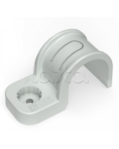 Крепеж-скоба пластиковая односторонняя для прямого монтажа серая в п/э д25 Промрукав (PR13.0370) в Пятигорске Держатели, клипсы, скобы Pintop.ru