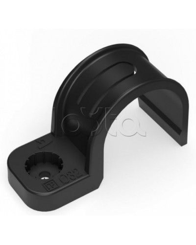 Крепеж-скоба пластиковая односторонняя для прямого монтажа черная в п/э д32 Промрукав (PR13.0375) в Пятигорске Держатели, клипсы, скобы Pintop.ru