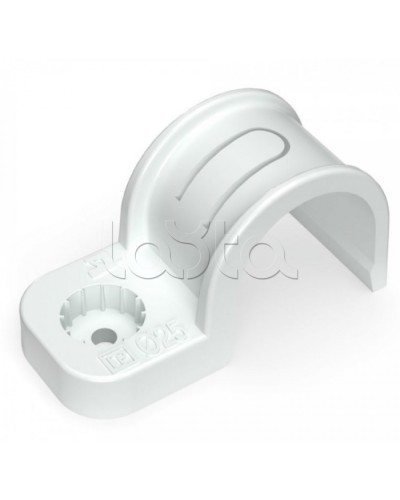 Крепеж-скоба пластиковая односторонняя для прямого монтажа белая в п/э д25 Промрукав (PR13.0378) в Пятигорске Держатели, клипсы, скобы Pintop.ru
