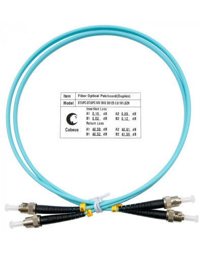 Шнур оптический duplex ST-ST 50/125 mm OM3 1м LSZH Cabeus FOP-50-ST-ST-1m в Пятигорске Патч-корды и пигтейлы Pintop.ru