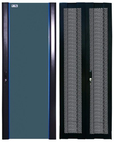 Комплект дверей 42U, 800 мм, черный, передняя - стекло, задняя - распашная перфорированна TWT TWT-CBB-DR42-8x-S-GP в Пятигорске Аксессуары для стоек и шкафов Pintop.ru
