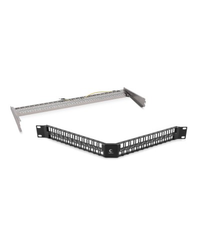 Угловая модульная патч-панель 19, 48 портов, 1U Cabeus (PLBHD-48-CON-SH) в Пятигорске Патч панель Pintop.ru